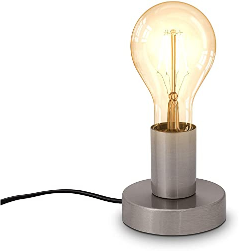 Chao Zan Retro Tischleuchte Klein,Metalle Vintage Tischlampe, Nachttischlampe, 1x E27, max. 40 Watt, inkl. Kabelschalter, 100x90 mm (DxH) - ohne Leuchtmittel (Neusilber)