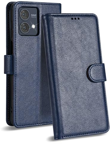 Case Collection for Motorola Moto G84 Case - Leather Folio Flip Kickstand Shockproof Phone Cover with RFID Blocking Card Slots Wallet for Motorola G84 5G Case Blue