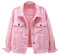 DABAOK Manteau moelleux - Veste en jean vieilli - Coupe décontractée - Veste de camionneur en jean surdimensionné, rose, S