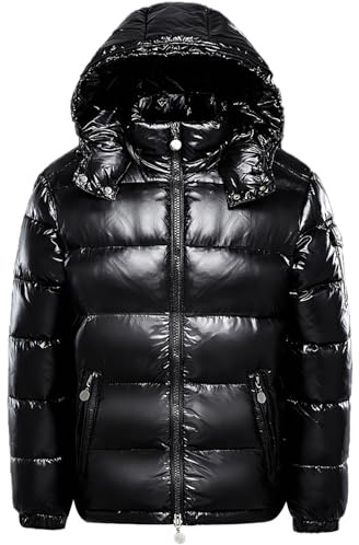 Veste d'hiver chaude à capuche métallique pour homme avec fermeture éclair et matelassage brillant
