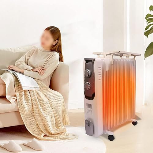 Calentador de radiador lleno de aceite para el hogar Calentador de radiador lleno de aceite 13 aletas de bajo consumo con termostato, 800 W hasta 2200 W, protección del interruptor contra vu