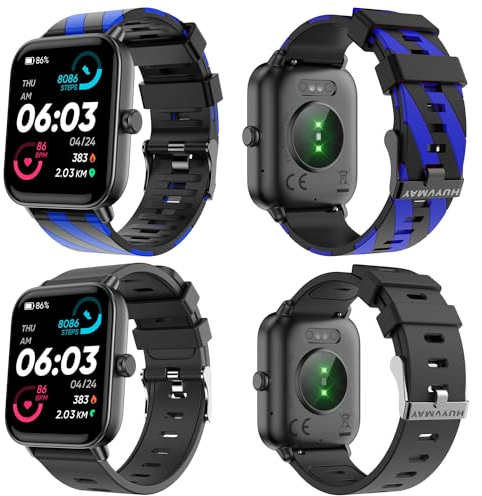 HUYVMAY Fitness Tracker Smartwatch Damen/Herren/Jugendliche mit Telefonfunktion,Alexa eingebaute Uhr, Sportuhr mit Herzfrequenz Schlafmonitor Schrittzähler 2 Uhrenarmbänder, Fitnessuhr für iOS Android
