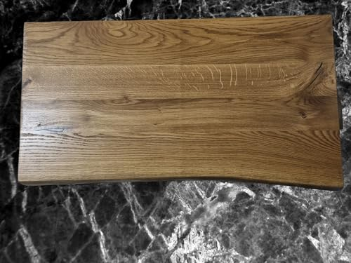 Generisch Waschtisch Platte 50 cm lang Holzplatte massiv Holz Aufsatzbecken Waschbecken Naturkante Eiche DUNKEL Neu