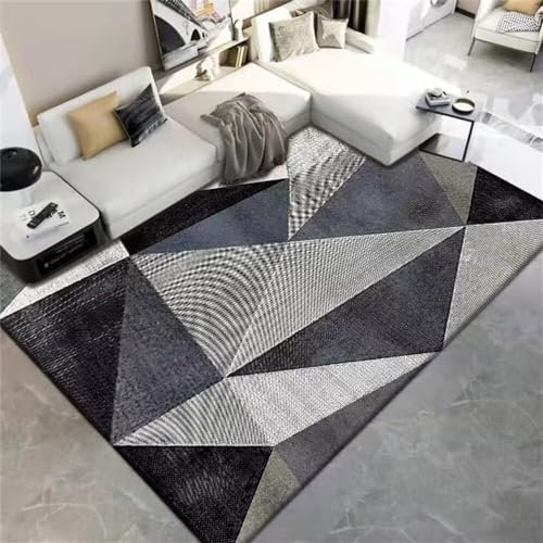TiLEze Teppichläufer Carpets Erste Wohnung Must Have Heller Luxus-Wohnzimmerteppich grau Heimmatte geeignet für Schlafzimmer Esszimmer waschbar 90X160cm Teppichläufer rutschfest 2ft 11.4''X5ft 3''