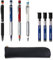 Zebra Delguard Typ Lx 0,5, 4-farbiges Set (schwarz, blau, rot, weiß) und 0,5 HB-Minen, hochwertiges schwarzes schlankes Stiftetui