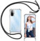 ISOI Funda con Cuerda para Xiaomi Redmi Note 10 Pro, Colgante Ajustable Collar Correa de Cuello Cadena, Carcasa Transparente Cordón Suave TPU Silicona, con Parachoques Airbag a Prueba de Golpes-Negro