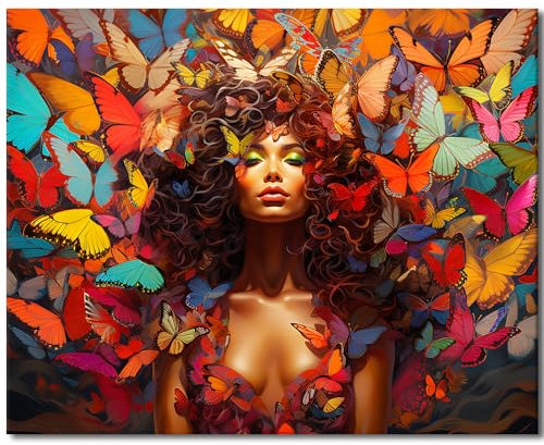 TISHIRON Paint by Numbers for Adults Beginner, DIY Acrylic Painting Kit, Easy Paint by Numbers for Kids Ages 8-12 Hobbies for Women, Artwork Wthout Frame 16x20 Inch (Butterfly & Girl)