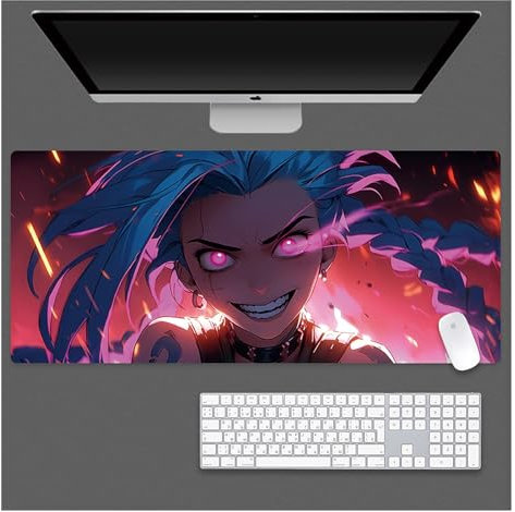 Tapis De Souris Gamer Jinx Tapis De Souris De Jeu for Ordinateur Portable, Tapis De Bureau, Tapis De Souris Animé, Tapis De Souris De Jeu, Clavier PC Étendu, Imperméable Et Antidérapant(H,900x400mm)