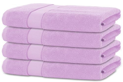 BANANALU 4 Handtücher Set 50x100cm 100% Baumwolle Gästehandtücher Handtuch Lila Flieder