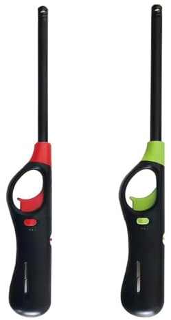 ANGIX Pack of 2 Large BBQ Lighters Refillable Safety Gas with Assorted Colours Suitable for Kitchen, Barbecue, Candles, Camping, Cooking, BBQs & Fireworks