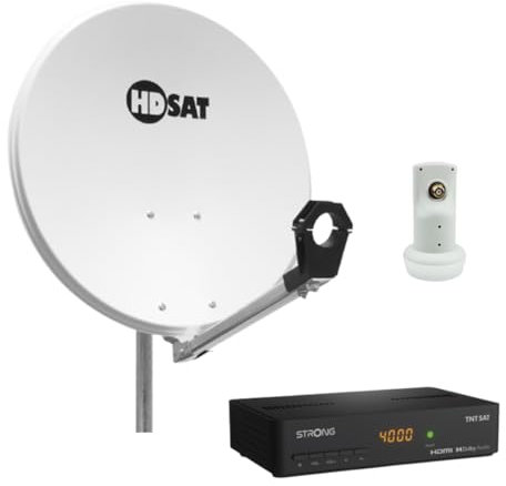 Pack HDSAT Parabole Satellite Acier 60cm avec Support LNB + LNB Single + Décodeur Satellite Astra HD + Carte