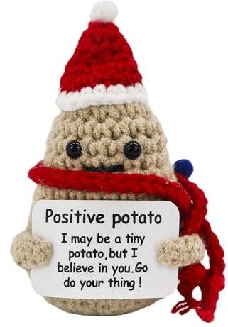 GraduationMall Weihnachtsmütze Positive Kartoffel Puppe Positive Potato,Kreative Strickwolle mit Energiekarte,Motivationsgeschenke für Christmas
