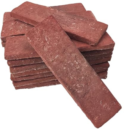 Jusmioke 20 x dünne rote Ziegelbleche, 6,1 x 20 cm, für Küche, Kamin, Wohnzimmer, Innen- und Außenwanddekoration (10 m²)