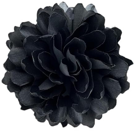 Dickly Broche Fleur en Satin camélia Fleur Corsage boutonnière épinglette pour Banquet de Mariage, Noir