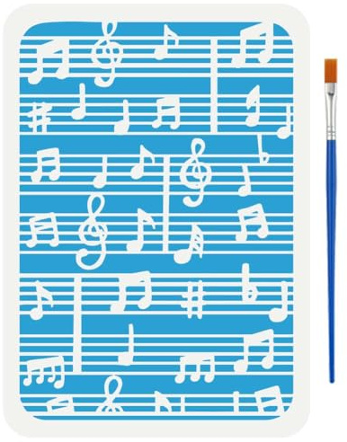 FINGERINSPIRE Zeichenschablone Für Musiknoten Mit Einem Pinsel 29.7x21cm Notenblätter Musiknoten Malvorlage Musikthema Dekorationsschablone Zum Malen Auf Holz Wänden Stoffen Und Möbeln