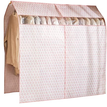 PLUSHCEWT Kleiderstange mit starkem Reißverschluss, staubdichte Schutztasche mit stabilem Reißverschluss, 150 x 120 cm, Rosa