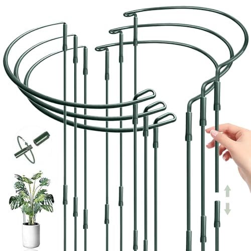 Tuteur Pivoine, Tuteur Demi Cercle, 6PCS 25 * 60CM Tuteur Demi Rond, Tuteur Cercle, Demi Rond Supports de Plantes Réglables, Anneau Support de Jardin pour Pivoines Hortensias Roses Légumes Tomates