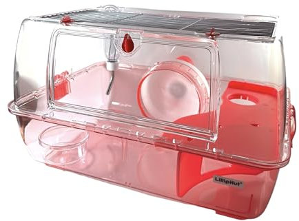 LillipHut Hamsterkäfig - Kleintier-Lebensraum mit Zubehör, langlebiges und kompaktes Design für Hamster, Rennmäuse und kleine Haustiere (Rosa, geräumig)