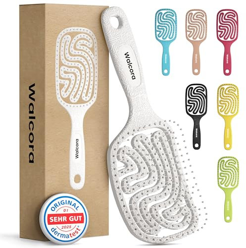 Walcora Haarbürste ohne Ziepen – NEUHEIT 2025 – Entwirrbürste & Detangler Bürste für Damen, Herren & Kinder, für Locken, nasse, feine & lange Haare, Hair Brush - Weiß