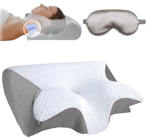 Keysun Ergonomisches Kissen,Kissen, Nackenkissen Aus Memory Foam, Orthop채disches Nackenkissen, Nackenst체tzkissen F체r Seiten, R체cken Und Bauchschl채fer (Grey)