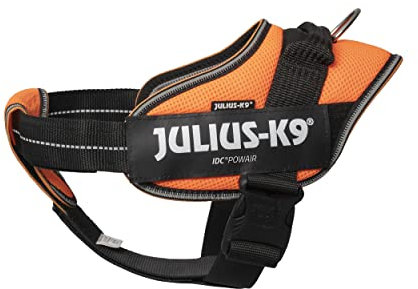 IDC Powair Hundegeschirr, Größe: M/0, Orange + JK9 Powair Druckverteilerpad, Größe: M, Orange