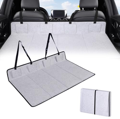 Mocoli Auto Rücksitz Brücke, Verlängerung mit Schondecke für Hunde, Faltbar für Die Meisten Autos SUV in Hellgrau 125x55x2cm