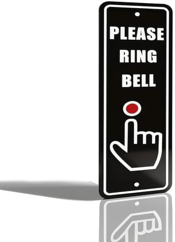 Please Ring the Bell Door Sign,9.84x3.15inches Ring Doorbell Sticker,with Self Adhesive and Pre-Drilled Holes, Ideal for Mounting on Door or Wall Plaque