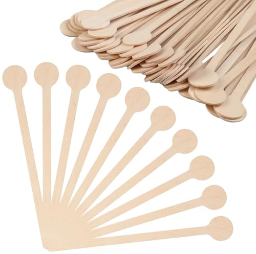 100 Stück Rührstäbchen Kaffee,Rundem Griff Holzstäbchen Rührstäbchen Holz,Kaffeelöffel Einweg 15 cm Eisstiele Holz,für Kaffee Milch Tee Cocktails Tee,Zuhause Bars und Restaurants