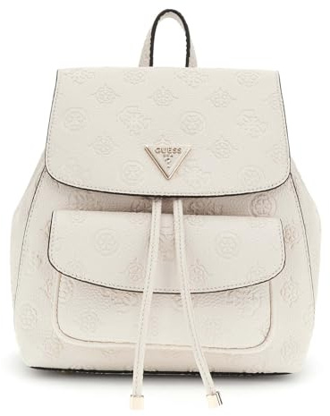 GUESS Rucksack Freizeitrucksack Cresidia II Flap Backpack Bone Logo creme