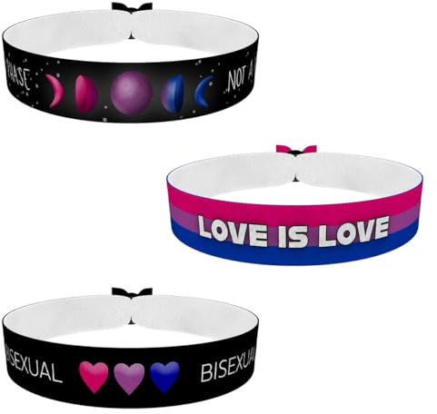 Druck-Palast 3er Set LGBTQ Bisexual Stoffarmband - Satinarmband - Wasserfest & Langlebig - Pride Armband - Unisex Armband - Handgemachtes Accessoire für LGBTQ - Trendy Geschenk für Vielfalt &
