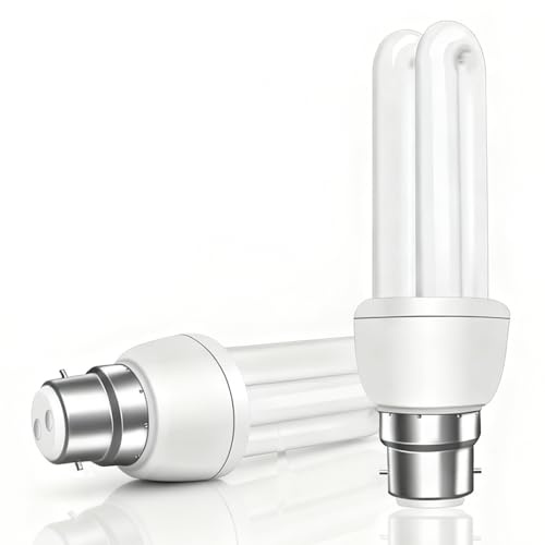 HONNGDHGD B22 Energy Saving Bulb Bayonet Cap, 11W 6400K Low Fluorescent Stick Bulbs, 2U CFL Low Energy Light Bulbs, Not Dimmable for Living Room, Bedroom(White, 2 Pcs)