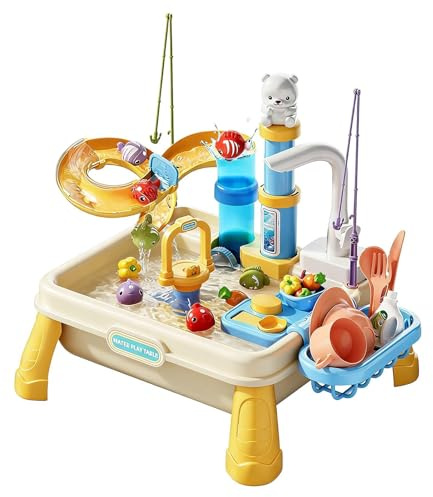 Wasserspielplatte für Kinder – -Sensorikspiel mit Pumpe,Sensorische Aktivität im Garten mit Pumpe - Sand- und Wasserspieltisch,für und Mädchen von 4-8 Jahren, für Garten, Terrasse, , Park, Kita, Klass