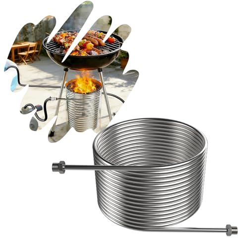 YRHome Edelstahl Heizspirale, Wärmetauscher für Holzofen, 14m Länge & 15 Windungen, 1/2 Zoll Anschluss, Rostfreie stromlose Poolheizung für Garten und Camping Pool