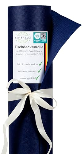 Sensalux Tischdeckenrolle, stoffähnliches Vlies, Standard 100 by Oeko-TEX - Klasse I Zertifiziert, 1m x 25m, Dunkelblau