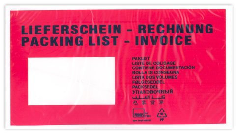 1000 Dokumententaschen Lieferscheintaschen DIN lang
