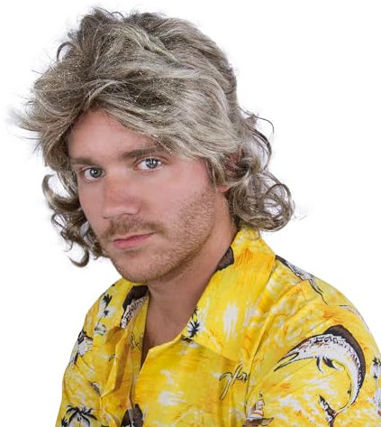 Perruque Châtain à mèches blondes Homme