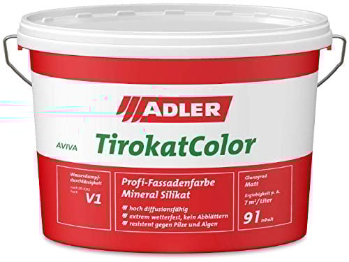 ADLER AVIVA Tirokat-Color - 1 Liter - B02/5 Ghost - Wetterbeständige, mineralische Fassadenfarbe auf Wasserbasis. Hochwertige Silikatfarbe für außen
