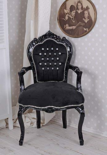 Stuhl Marie Louise Armlehnstuhl Schwarz Stuhl gepolster Sessel Holz cat535c02 Palazzo Exclusiv