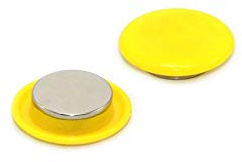 High Power Yellow Planning Office Magnet for Fridge, Whiteboard, Noticeboard, Filing Cabinet - 40mm dia x 9.5mm high - Pack of 60