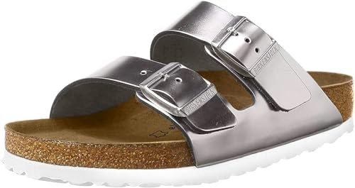 Birkenstock Arizona SFB Mules/Clogs Women's Gold Slippers, silver, 5 UK