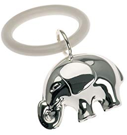 Babyrassel Elefant am Beissring Versilbert