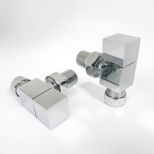 Square Chrome Angled Radiator Valves (Pair)