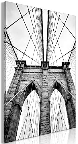 murando - Wandbilder New York 60x90 cm 1 tlg - Wand Deko Vlies Leinwand Bilder Groß Wanddeko Wohnzimmer Schlafzimmer Kunstdrucke - Brooklyn Bridge Brücke d-B-0231-b-a
