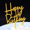 AILEXI 1 Count Acrylic Glitter Cake Decorating Toppers - Happy Birthday WordArt Gold
