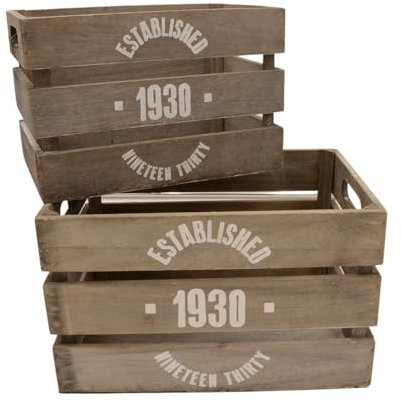 1a-Handelsagentur Deko-Holzkisten 2-TLG Scatola Salvaspazio Vintage Kistenset Look-Usato