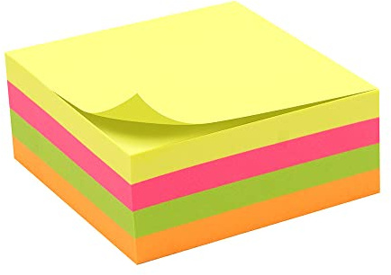 WAYTEX 931653 Haftnotizen Haftnotizen mit 320 Blättern in Neonfarben, quadratisch, 75 x 75 mm, wiederablösbar
