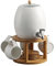 Keramik Wasser Getränke Spender mit Stand & Holzdeckel, Wasserhahn Kaltfass Hängen Tasse Typ Kommerziellen Saft Eiskübel für Home Outdoor Picknick BBQ Partys,2L