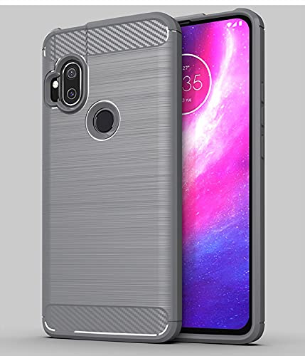 König Design Handyhülle Kompatibel mit Motorola Moto One Hyper Cover TPU Case Silikon Schutz-Hülle Handy Bumper Carbon Optik Grau - Air Cushion Technology