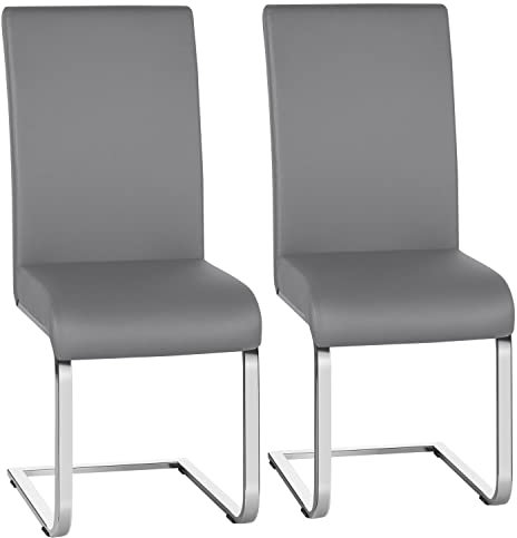 Yaheetech Set de 2 Piezas Sillas de Comedor Sillas de Oficina Conferencia Altura 47cm MAX Carga 135 kg Gris Claro