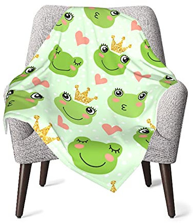 Duduho Niedliche Frösche Prinz Babydecken Weich Warm Fuzzy Plüsch Bettüberwurf Decke für Neugeborene Säuglinge Kleinkind Mädchen Jungen Kinder, 76,2 x 101,6 cm